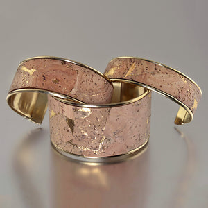 Portuguese Cork Channel Cuff - Natural, Metallic Gold - Portuguese Cork Channel Cuff - Natural, Metallic Gold - UrbanroseNYC