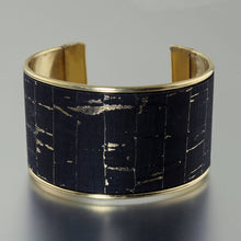 Load image into Gallery viewer, Portuguese Cork Cuff Bracelet - Black, Metallic Gold - 1.5 inches - UrbanroseNYC
