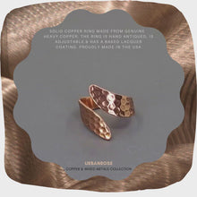 Load and play video in Gallery viewer, Solid Copper Wrap Ring - Hammered Design
