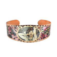 Load image into Gallery viewer, Copper Art Cuff - Alphonse Mucha Amethyst
