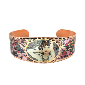 Copper Art Cuff - Alphonse Mucha Amethyst - UrbanroseNYC