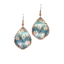 Load image into Gallery viewer, Copper Art Earrings - Van Gogh Almond Blossoms Vibrant Color

