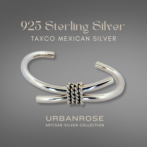 Taxco Sterling Silver Modernist Silver Cuff Bracelet - UrbanroseNYC