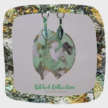 Load and play video in Gallery viewer, Gilded Leaf Earrings - Golden Grass - Green
