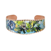 Load image into Gallery viewer, Copper Art Cuff - Van Gogh Vase with Lilacs, Daisies &amp; Anemones
