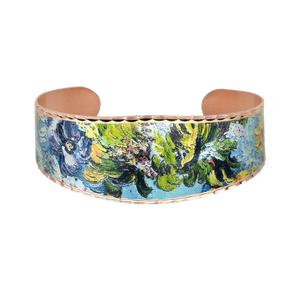 Copper Art Cuff - Van Gogh Vase with Lilacs, Daisies & Anemones