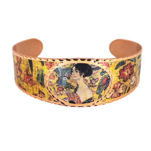 Copper Art Bracelet - Gustav Klimt Lady With a Fan