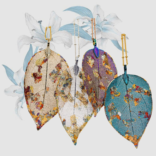 Real Leaf Pendant - Gilded, Large - Real Leaf Pendant - Gilded, Large - UrbanroseNYC