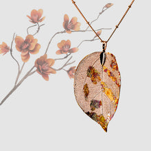 Load image into Gallery viewer, Real Leaf Pendant - Gilded, Large - Rose Gold / 30 inches - UrbanroseNYC
