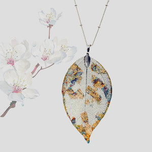 Real Leaf Pendant - Gilded, Large - Silver / 30 inches - UrbanroseNYC