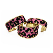 Load image into Gallery viewer, Glitter Cuff Bracelet - Leopard Print, Pink - Glitter Cuff Bracelet - Leopard Print, Pink - UrbanroseNYC
