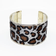 Load image into Gallery viewer, Glitter Cuff Bracelet - Leopard Print, Silver - 1.5 inches - UrbanroseNYC
