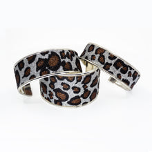 Load image into Gallery viewer, Glitter Cuff Bracelet - Leopard Print, Silver - Glitter Cuff Bracelet - Leopard Print, Silver - UrbanroseNYC
