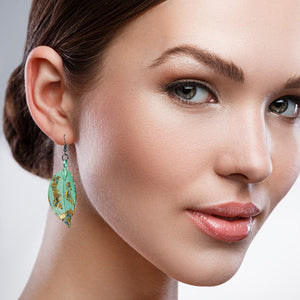Real Leaf Earrings - Gilded - Mint Green - UrbanroseNYC