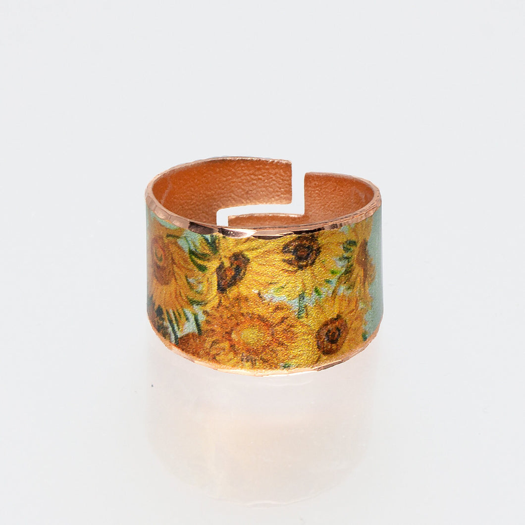 Copper Art Ring - Van Gogh Sunflowers - UrbanroseNYC