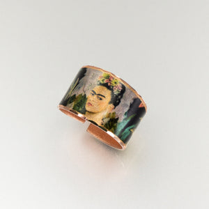 Copper Art Ring - Frida Kahlo Collage