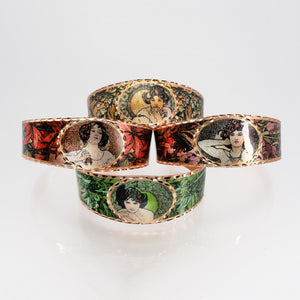 Copper Art Cuff - Alphonse Mucha Ruby