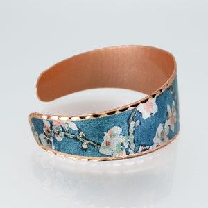 Copper Art Bracelet - Van Gogh Almond Blossoms Vibrant Color