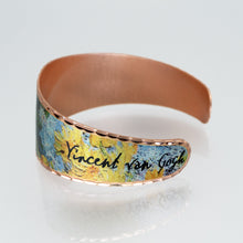 Load image into Gallery viewer, Copper Art Cuff - Van Gogh Vase with Lilacs, Daisies &amp; Anemones
