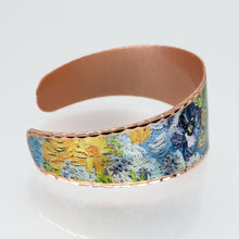 Load image into Gallery viewer, Copper Art Cuff - Van Gogh Vase with Lilacs, Daisies &amp; Anemones

