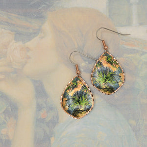 Copper Art Earrings - Van Gogh Crown Imperial Fritillaries in a Copper Vase