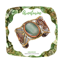 Load image into Gallery viewer, Mixed Metal Statement Cuff Bracelet - Aventurine UrbanroseNYC
