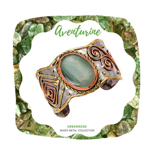 Mixed Metal Statement Cuff Bracelet - Aventurine UrbanroseNYC