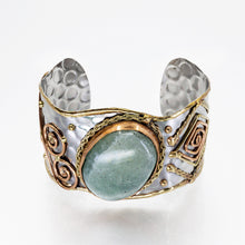 Load image into Gallery viewer, Mixed Metal Statement Cuff Bracelet - Aventurine UrbanroseNYC
