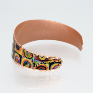 Copper Art Cuff - Kandinsky Squares With Concentric Circles