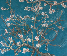 Load image into Gallery viewer, Copper Art Earrings - Van Gogh Almond Blossoms Vibrant Color
