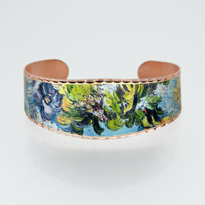 Copper Art Ring - Van Gogh Vase with Lilacs, Daisies & Anemones