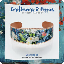 Load image into Gallery viewer, Copper Art Cuff - Van Gogh - Still Life Cornflowers &amp; Poppies
