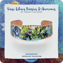 Load image into Gallery viewer, Copper Art Cuff - Van Gogh Vase with Lilacs, Daisies &amp; Anemones
