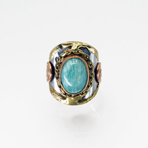 Mixed Metal Statement Cuff Ring - Amazonite - UrbanroseNYC