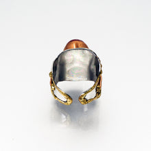 Load image into Gallery viewer, Mixed Metal Statement Cuff Ring - Rhodonite - UrbanroseNYC
