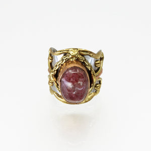 Mixed Metal Statement Cuff Ring - Rhodonite - UrbanroseNYC