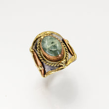 Load image into Gallery viewer, Mixed Metal Statement Cuff Ring - Moss Agate - UrbanroseNYC
