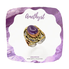 Load image into Gallery viewer, Mixed Metal Statement Cuff Ring - Amethyst - UrbanroseNYC
