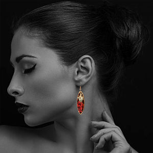 Copper Art Earrings - Mucha Ruby