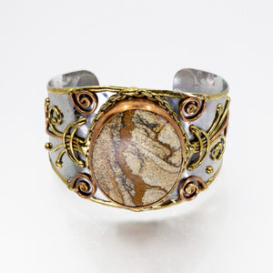 Mixed Metal Statement Cuff Bracelet - Picture Jasper UrbanroseNYC