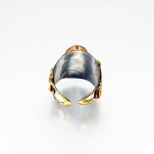 Load image into Gallery viewer, Mixed Metal Statement Cuff Ring - Moss Agate - UrbanroseNYC
