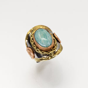 Mixed Metal Statement Cuff Ring - Amazonite - UrbanroseNYC