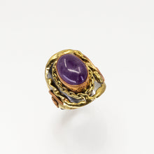 Load image into Gallery viewer, Mixed Metal Statement Cuff Ring - Amethyst - UrbanroseNYC
