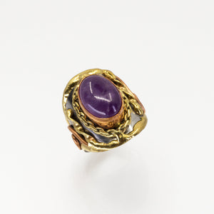 Mixed Metal Statement Cuff Ring - Amethyst - UrbanroseNYC