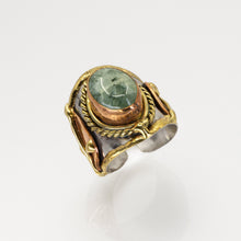Load image into Gallery viewer, Mixed Metal Statement Cuff Ring - Moss Agate - UrbanroseNYC
