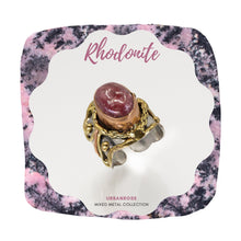 Load image into Gallery viewer, Mixed Metal Statement Cuff Ring - Rhodonite - UrbanroseNYC
