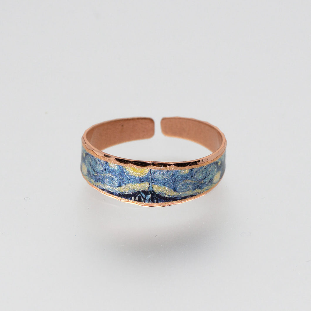 Copper Art Ring - Van Gogh Starry Night - UrbanroseNYC