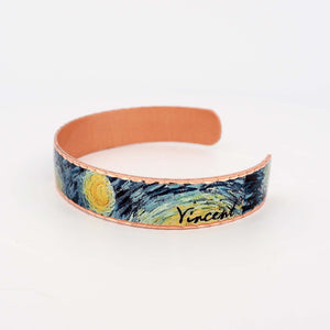 Copper Art Bracelet - Van Gogh Starry Night - UrbanroseNYC