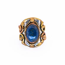 Load image into Gallery viewer, Mixed Metal Statement Cuff Ring - Lapis Lazulli - UrbanroseNYC
