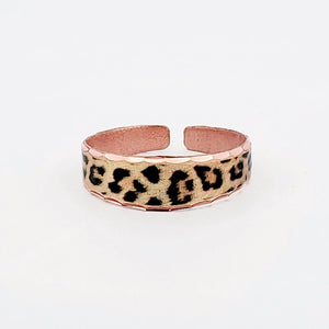 Copper Art Ring  - Leopard Print